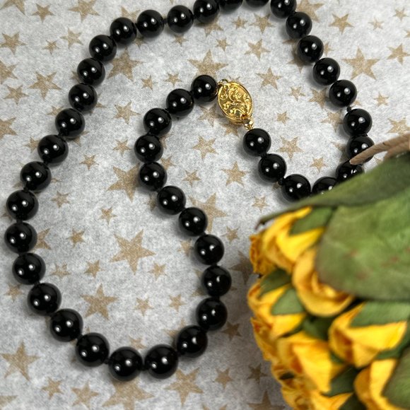 NEW Genuine Onyx Bead Necklace - Picture 2 of 5